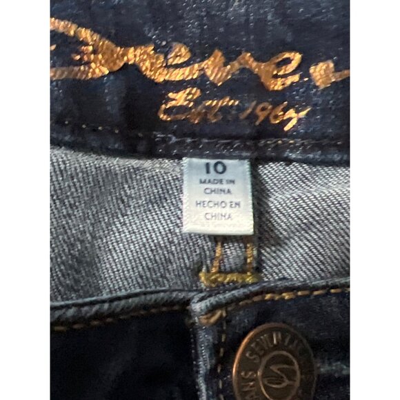 Seven7 Tower Straight Crop Jeans Size 10 Distressed Hem Dark Wash Denim - Picture 6 of 13